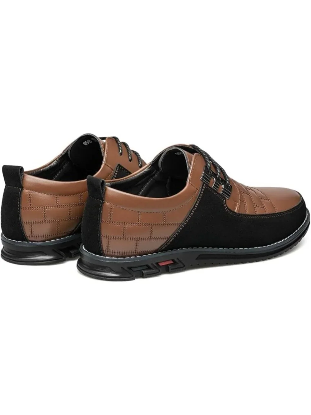 Mens Caramel Plaid Embossed Grid Leather Comfortable Hybrid Oxford Dress Sneaker